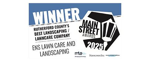 Main Street Awards 2025 winner badge for Rutherford County's best landscaping and lawncare company